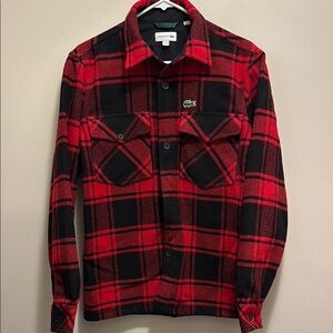Lacoste Red and Black Plaid Shirt